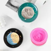Sun Moon Face Shape 3D Candle Mould DIY Perfume Soap Candle Making Wax Silicone Mold