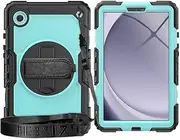 Compatible with Samsung Galaxy Tab A9 8.7Inch 2023 Model (SM-X110/SM-X115) Heavy Duty Shockproof TPU Case,Protective Cover W Screen Protector 380 Swivel Kickstand+Hand Strap+Shoulder Strap Tablet Case