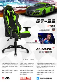 在飛比找松果購物優惠-AKRACING超跑電競椅-GT58 Nitro-綠 (6.