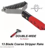 Dog Grooming DOUBLE WIDE Mat Breaker Undercoat Hair Coat STRIPPER RAKE 13 Blade