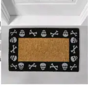 Williams Sonoma Skull and Crossbones Halloween Sisal Indoor/Outdoor Door Mat NEW