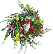 Spring Wreath for Front Door, 13.78x13.78x2.36 Inch Colorful Decorative Artificial Wildflower Wreath for Spring Summer Indoor Outdoor