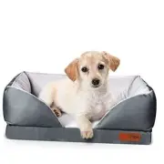 Orthopedic Dog Bed with Memory Foam Base - Dog Lounge Sofa, Small-24"x16" Grey
