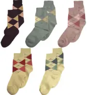 Tic Tac Toe Girl's Argyle Hand-Linked Seamless Cotton Blend Sock - 5 Colors