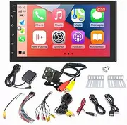 FinOti 7" Double Din Car Stereo Radio, Wireless Apple CarPlay & Android Auto, Bluetooth 5.0, Mirror Link, GPS, FM Transmitter, WiFi, Touchscreen, 40 Languages, AT/Automatic Transmission