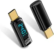 Duttek 240W USB C Extension Adapter with Digital Display, 40Gbps USB C Male to Female Adapter, USB C Adapter Support 8K@60Hz for Thunderbolt 4/3, iPhone 16 15 Pro Max 2 Pack (Black)