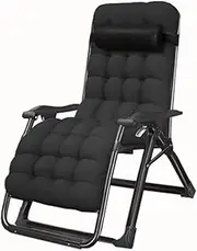 Oversized Zero Gravity Chair XL Patio Recliners Padded Folding Chair Extra Wide Chaise Lounge for Outdoor Yard Poolside (Color : Black) FANDIAO