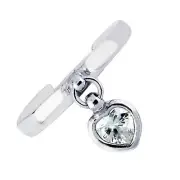 Sterling Silver Dangle Heart Cubic Zirconia Adjustable Toe Ring Body Art