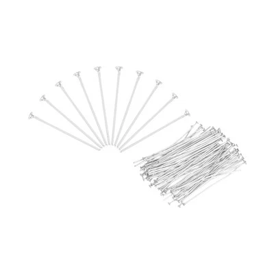 400Pcs Flat Head Pins for Jewelry Making 60mm Brass 20 Gauge Silver