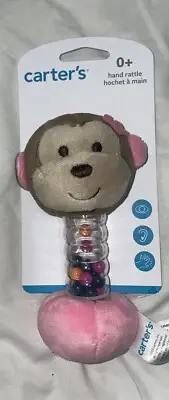 Carter's Plush Monkey Hand Rattle - Soft Pink Grip NEW!