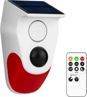 Solar Sound & Light Alarm Motion Sensor with Remote Control 120 Decibels Siren S