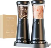 Luxury Stainless Steel Electric Spice Grinder Set - One-Hand Use & LED Light