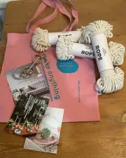 Modern Macrame Cord Lot of Three 3 - 5mm Cotton Rope 3 Heavy Brass Rings Hook
