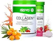 O.Ziva Vegan Collagen (Berry Orange) with Biotin & Vitamin C For Brighter & Youthful Skin 200g and OZiva Bioactive Glutathione Tablets for Radiant Skin | L-Glutathione, Lycopene | Strawberry