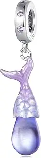 [Teleye] Mermaid Tear Pendant Charm 925 Sterling Silver Charm Fits For Pandora Bracelet Necklace, Cubic Zirconia, Created Cubic Zirconia