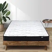 Giselle Bedding Queen Mattress Bed Mattresses Bonnell Foam 16cm Thickness, with 6-Coil Spring System and Breathable Euro Top, 5Yrs Warranty, Medium Firm, White with Vacuum Packed
