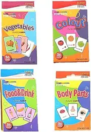 Large Vegetables, Color, Food&Drink, Body Parts Flash Cards, Learning Educational Flashcards,Learning Knowledge of a Good Helper(4 Themes, 144 Card)