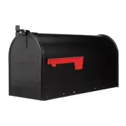 Architectural PostMount Mailbox Textured Aluminum Non-Locking w/ Flag Black
