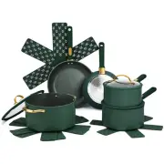 12-Piece Nonstick Granite Cookware Set Hunter Green, Kitchenware Induction Safe