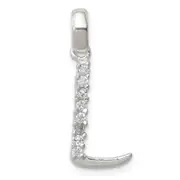 Sterling Silver Cz Letter L Initial Pendant