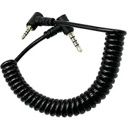 Seadream Coiled 2.5mm to 3.5mm Audio Cable,Double Angled 90 Degree 1/8" 3.5mm TRRS Jack Male to 2.5mm TRRS Jack Male Stereo Audio Mic Aux Retractable Spring Cord Cable,4 Pole,Gold Plated