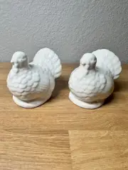 White Ceramic Turkey Salt And Pepper Shakers