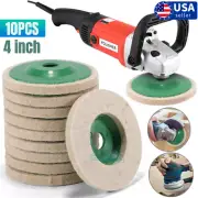 10Pcs 4'' Wool Polishing Wheels Buffer Pads Felt Polishing Finishing Wheels Disc