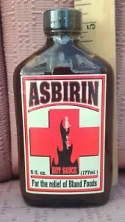 ASBIRIN Hot Sauce- Rare Collectible Full Glass Bottle Unopened