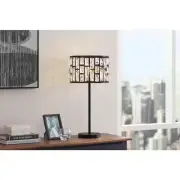 Black Table Lamp with Elegant Crystal Shade 24 in.
