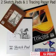 2 Sketch Pads 1 Tracing Paper Book. 3 pack Art Paper Drawing Starter Kit