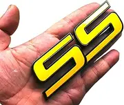 1Pc Front Door SS Emblem 3D Badge Nameplates Replacement for 06-10 Chevy Impala Trailblazer SS 15211285 Origianl Size (Yellow)