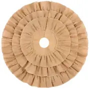 Kasyat Burlap Christmas Tree Skirt Ruffled Trim Pleated Collar Linen Rustic Xmas