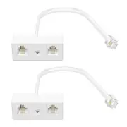 Two Way Telephone Splitters Male to 2 Female Converter Cable RJ11 6P4C Teleph