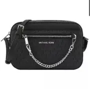 Michael Kors Jet Set Large Logo Crossbody Bag Black New