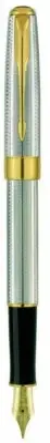 Parker Sonnet Fountain Pen Cascade Silver & Gold 18Kt Gold Fine Pt New In Box