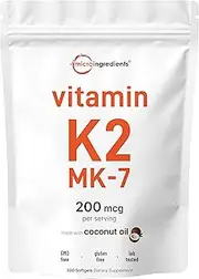 Micro Ingredients Vitamin K2 Complex (MK-4 + MK-7 Formula), 150 mcg, Immune Vitamins and Joint Health Supplement, Non-GMO (300 Count (Pack of 1))