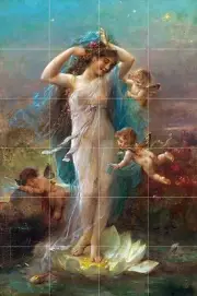 Evening Woman Tile Mural Kitchen Bathroom Wall Backsplash Marble Ceramic