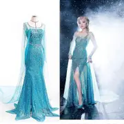 Nmaov Princess Elsa Dress Women Cosplay Party Dress Fancy Dress Up Halloween Dress Gifts XL