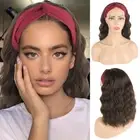 Wavy Headband Wig Ombre Curly Hair Wigs Heat Resistant Wig Half Headband Wig