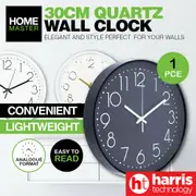 Home Master 30CM Quartz Clock Round Analogue Stylish Design Home Office White