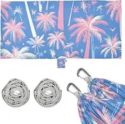 Palm Tree Peach Blue Watercolor Hammocks for Camping with Portabl Carry Bag Indoor Hammock for Camping & Hiking Essential