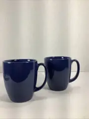 Set Of 2-Corelle Corning Stoneware Coffee/Tea Mugs Cups~8oz~ Navy Blue