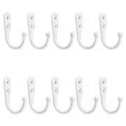 10Pcs Wall Hooks J Hooks for Hanging Single Coat Hanger Wall Mounted Coat White