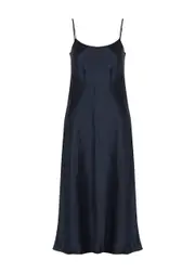 Vince Hammered Satin Slip Dress - Navy - L L
