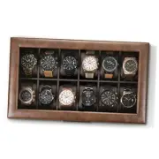 Watch Box for Men - 12 Slot Luxurious & Masculine Watch Case, Sturdy Hinges,