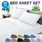 2000TC Ultra Soft 4Pcs Sheet Set Flat Fitted Sheet&Pillowcase Double Queen King