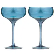 2pc Tempa Verity Drinking Crystal Stemware Coupe Glass Home/Barware Set Sapphire