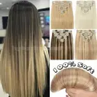 Clip In Hair Weft 100% Remy Human Hair Extensions Black/Brown/Blonde Full Head
