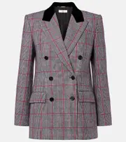 [Chloe] Chloé Checked double-breasted wool jacket AU 16 black