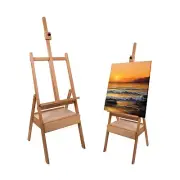 Wooden Easel Stand, Floor H-Frame Easel with Storage Drawer and Shelf, Mast A...